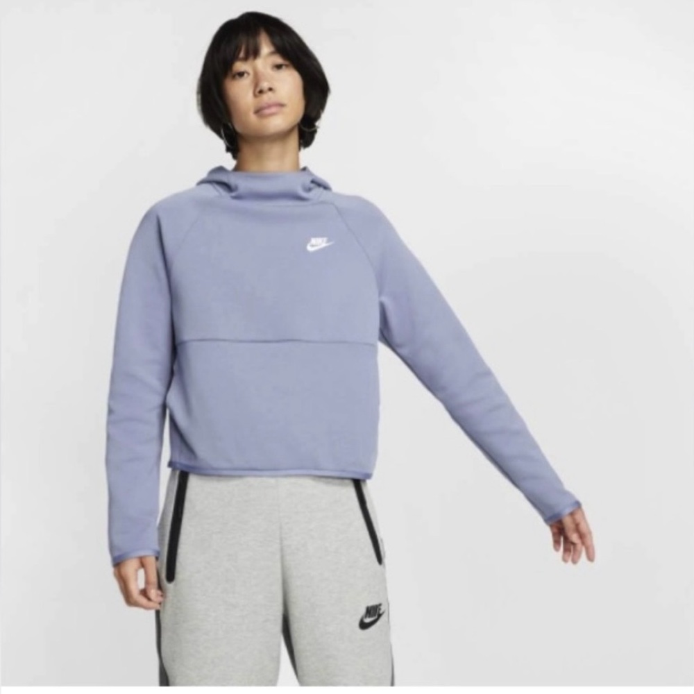 Nike Women's Purple Tech Fleece Cropped Hoodie